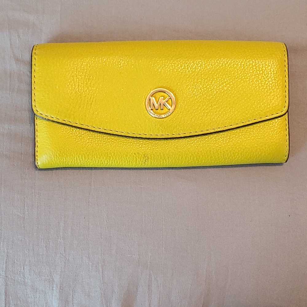 Neon green michael kors wallet